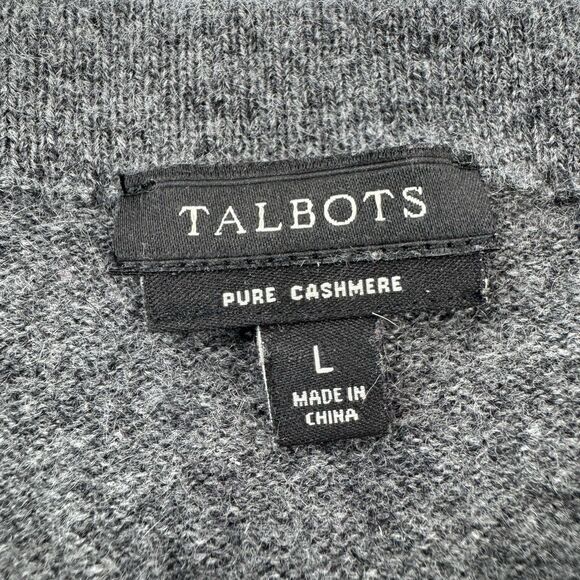 Talbots Pure Cashmere Sweater Women’s L Gray Crewneck 3/4 Sleeve 100% Cashmere - Picture 3 of 8